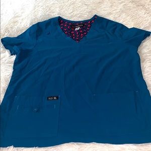 Koi Teal Scrub Top